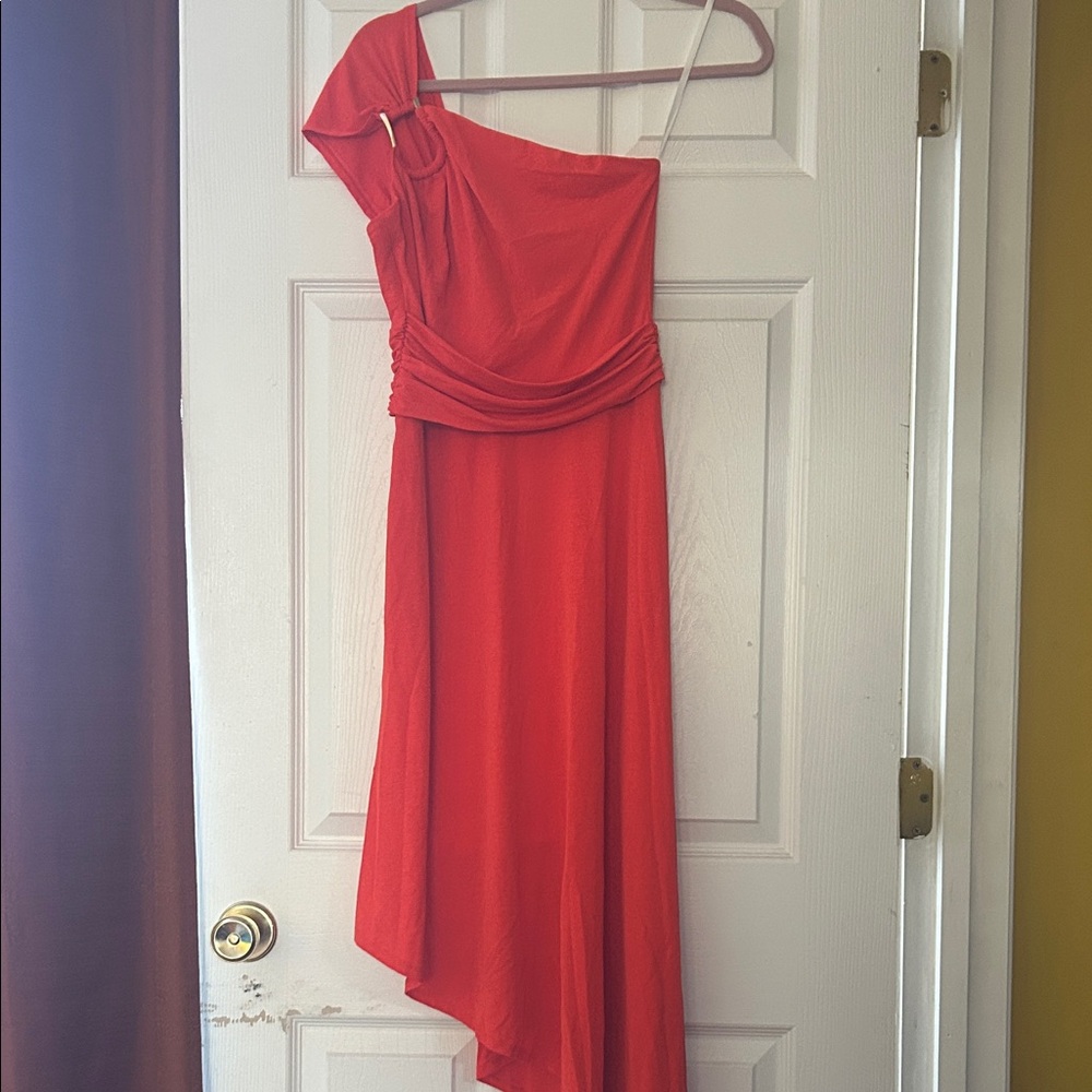 Chic One-Shoulder Red Dress